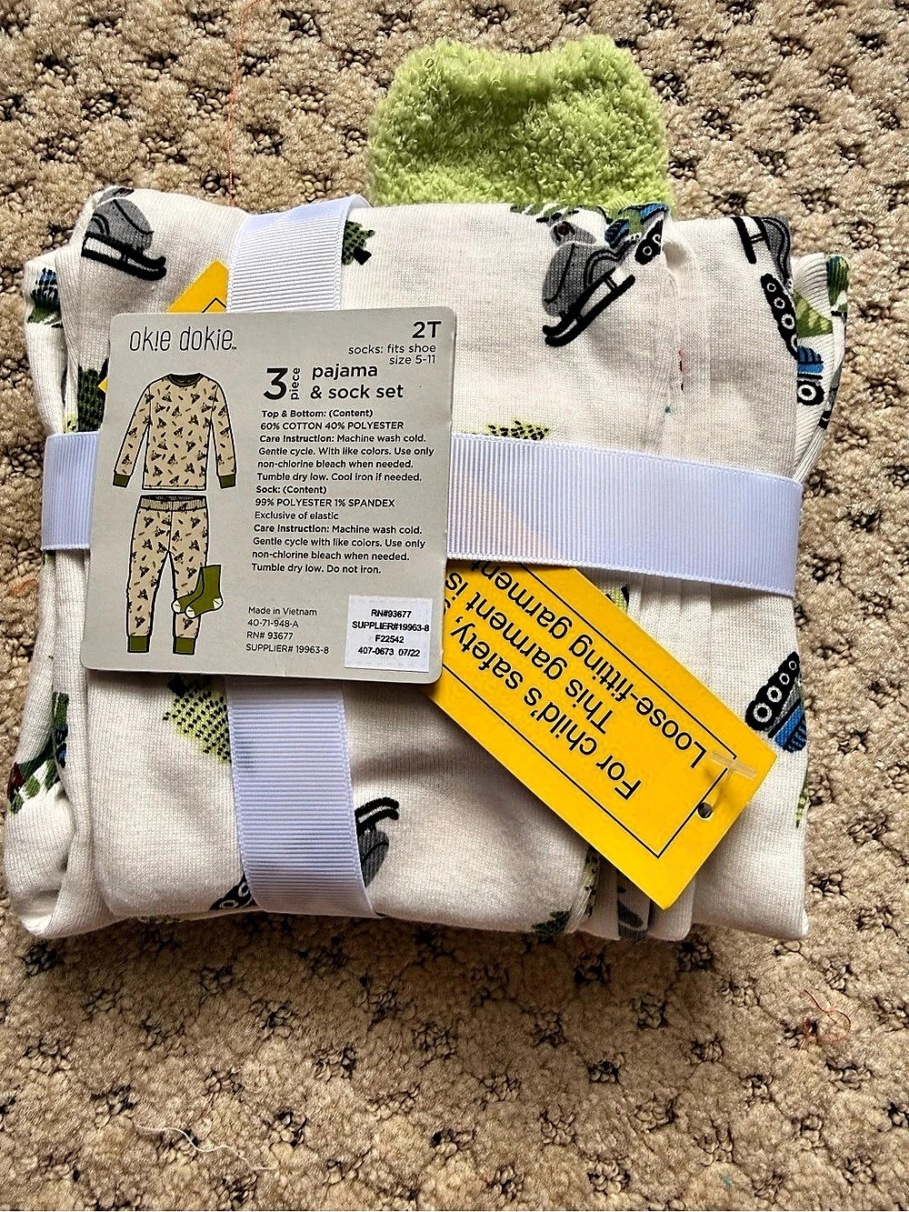 okie dokie 3-piece pajama & sock set Animal Pajama & Sock Set Boys 2T